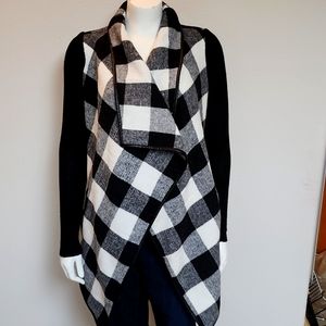 Buffalo Plaid Collar Sweater/Jacket. Does not have belt